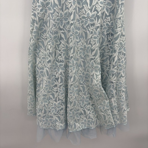 Disney Cinderella Womens Lace Dress Blue Floral Ruffle Cap Sleeve Tulle Small - Picture 3 of 8